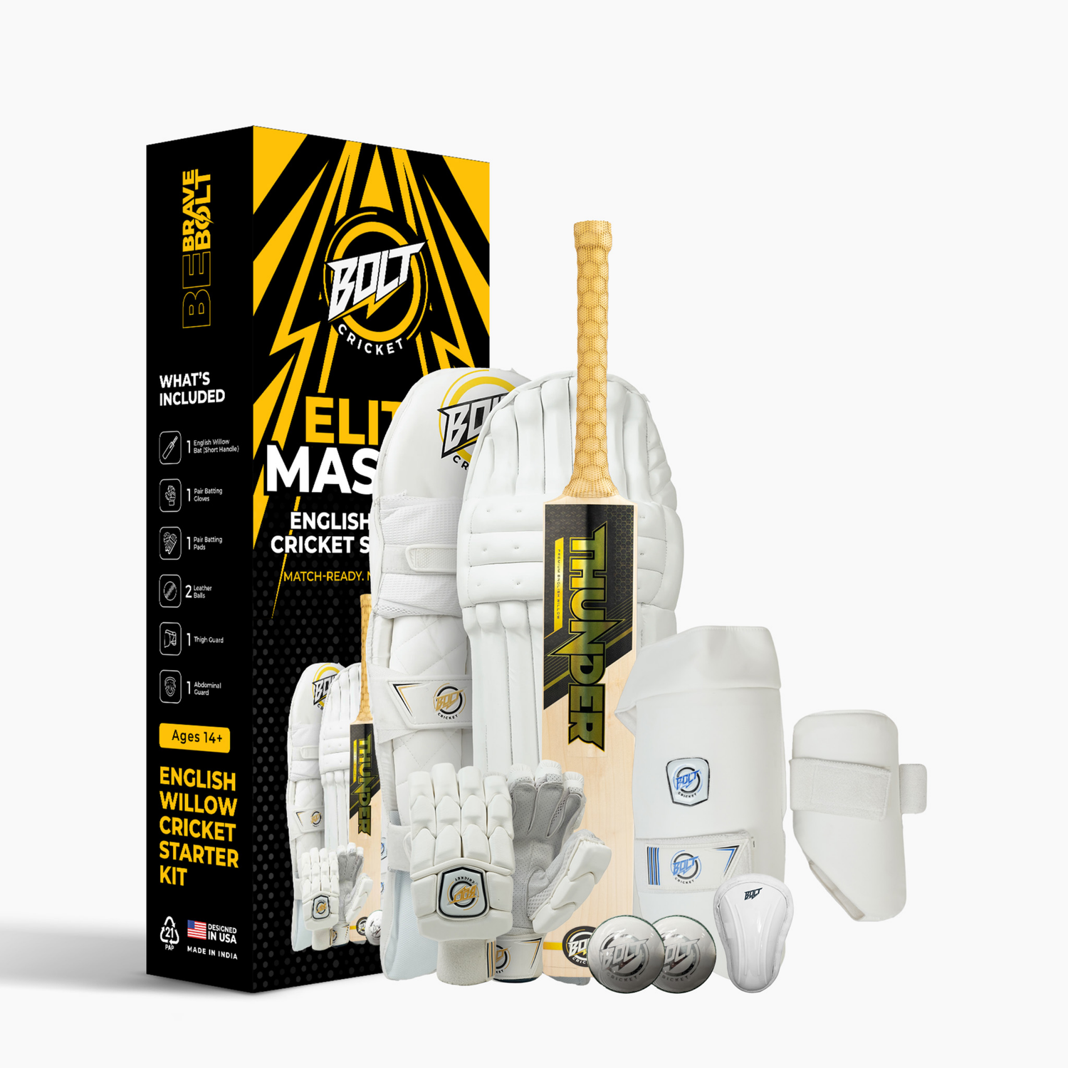 Bolt Cricket Elite Master — English Willow Bundle