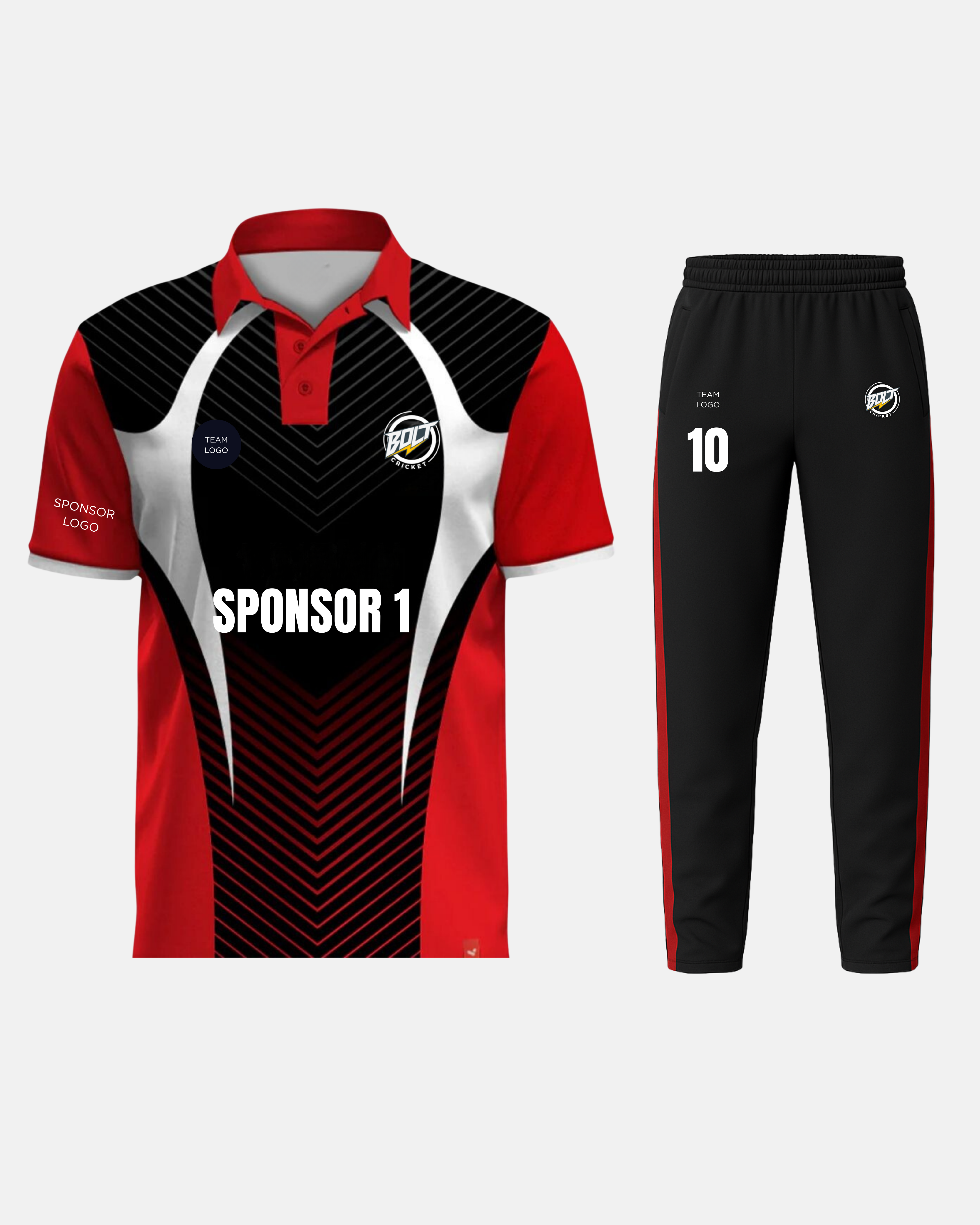 Bolt Custom Team Jersey - Black/Red