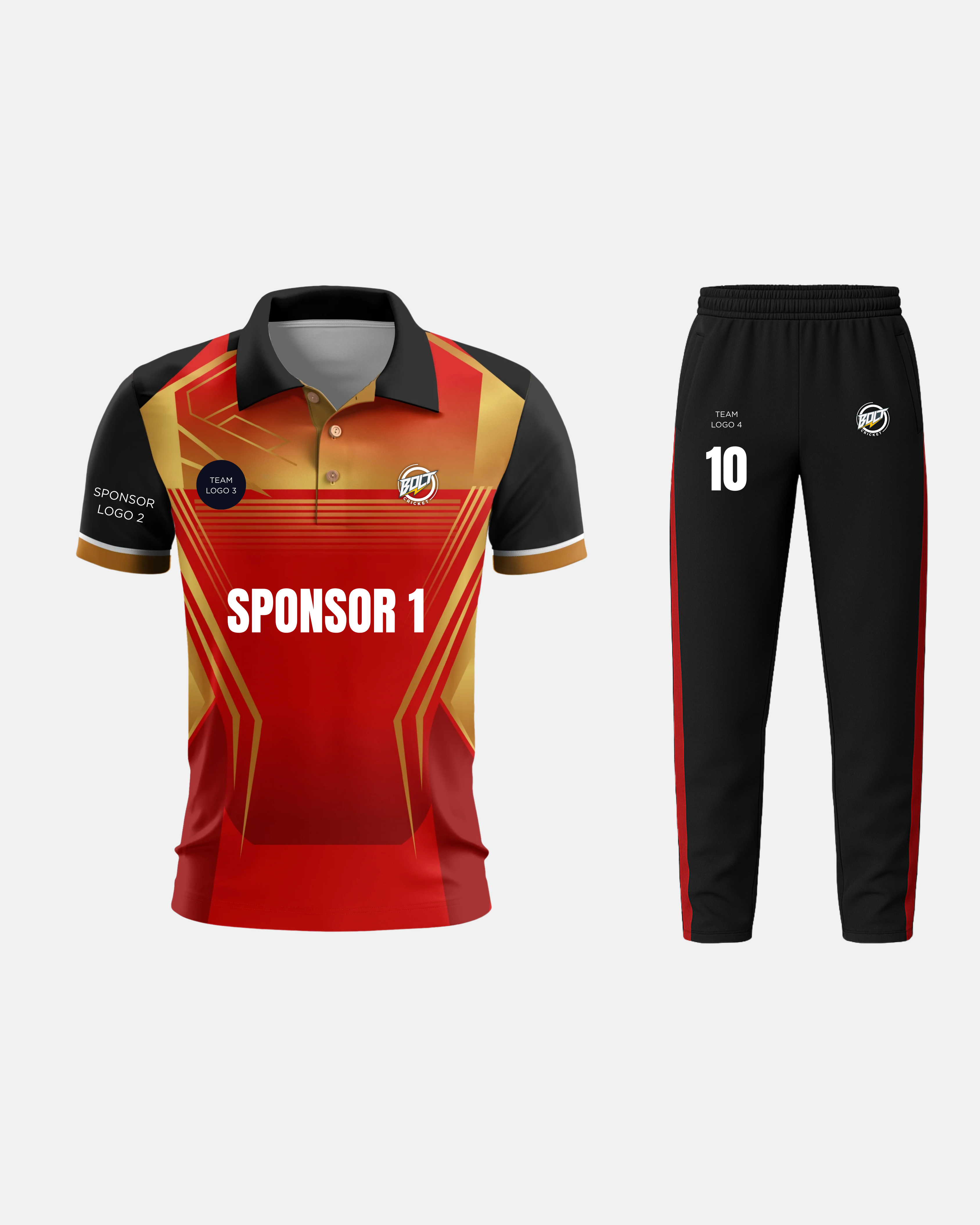 Bolt Custom Team Jersey - Red/Gold
